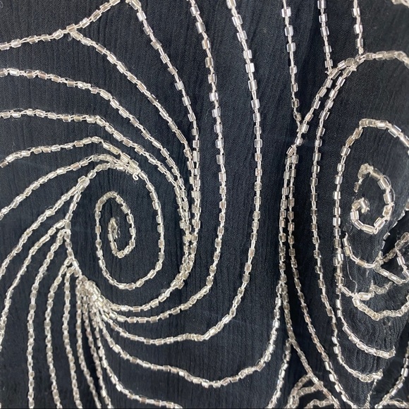 Vintage Silk Beaded Jacket Black and Silver Size Large - Picture 6 of 8